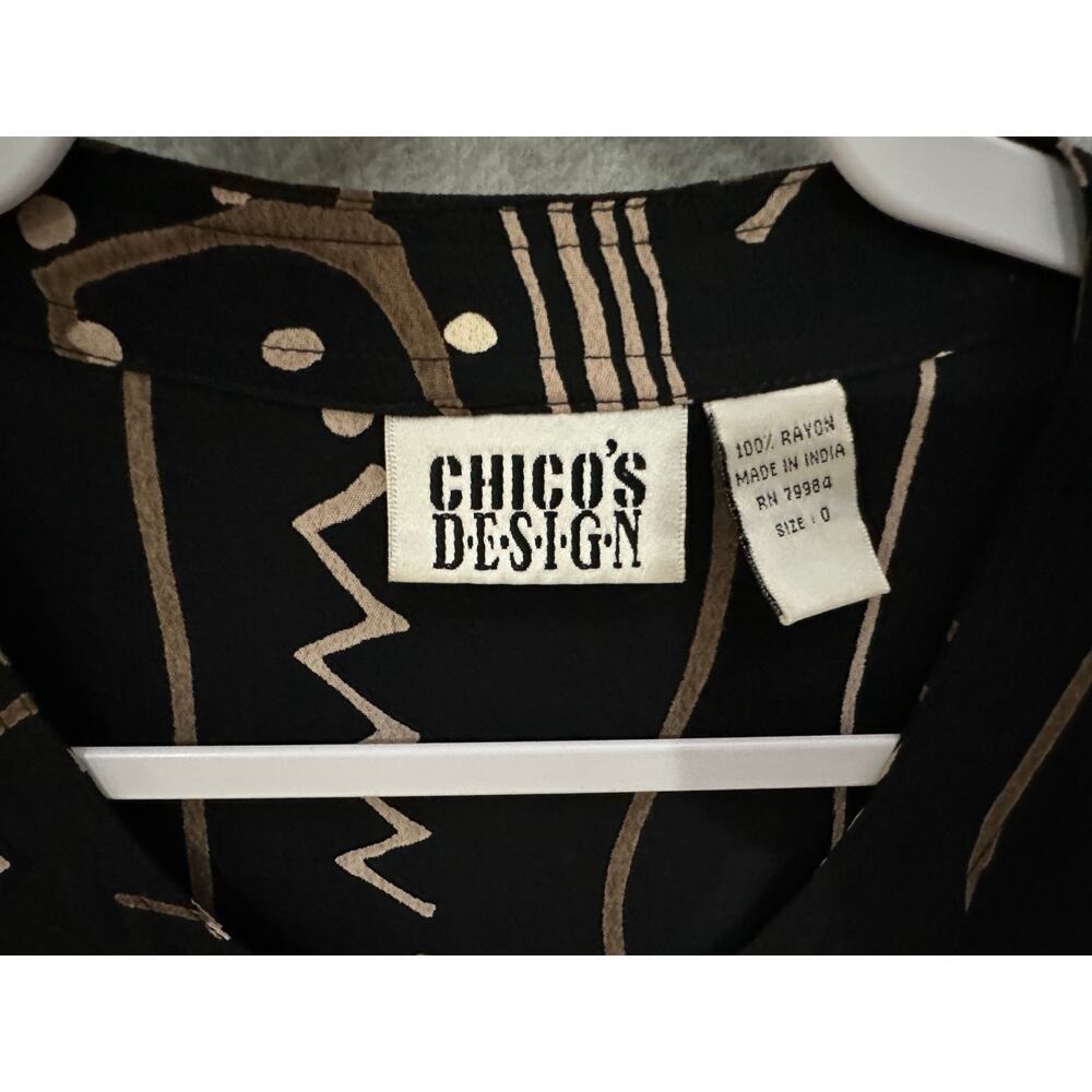 Chicos Design Vintage Sz‎ S Aztek Tribal Tunic Blouse Button Up Western Abstract - Picture 3 of 14